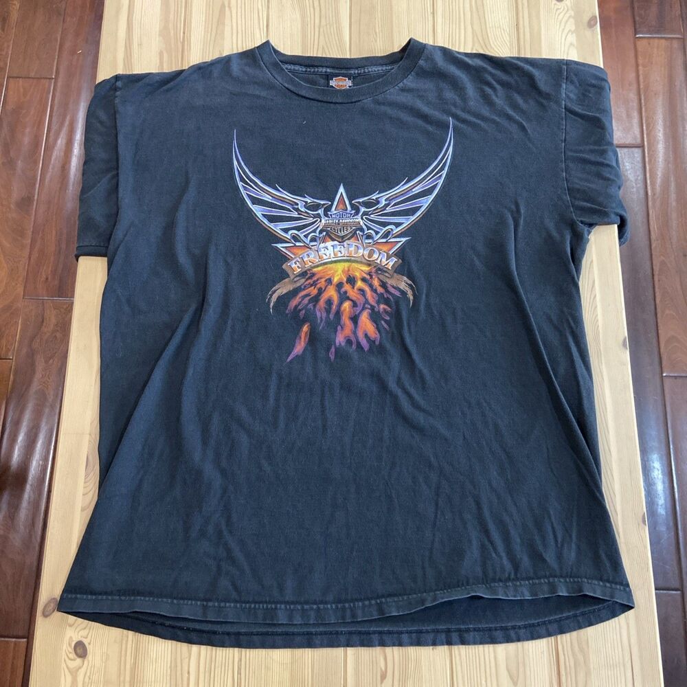 Vintage Harley Davidson T Shirt Flame Chrome 2000s Sz XXL USA